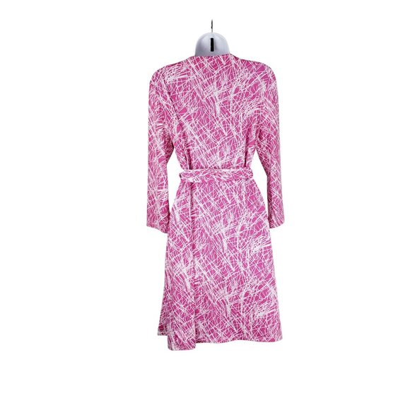 Charles Henry Wrap Dress Classic 3/4 Sleeve Magenta Pink White Abstract Size XL - Picture 2 of 5